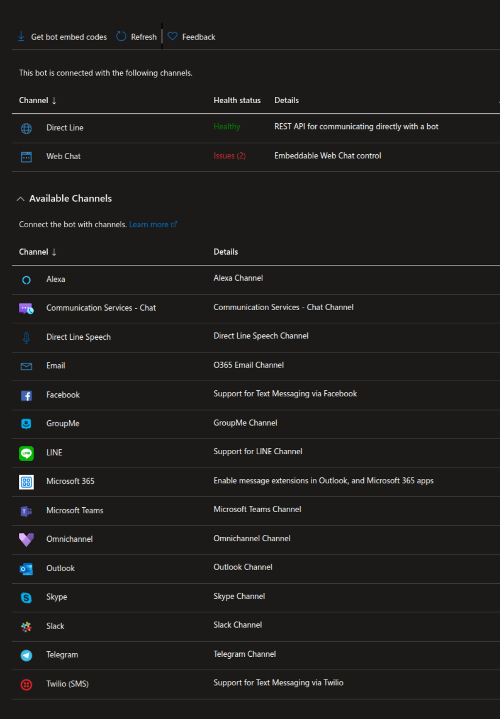 Bot Channel Microsoft Bot Framework